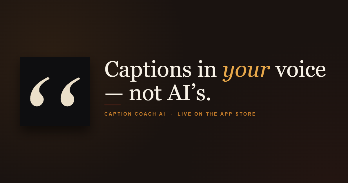 Caption Coach AI — captions in your voice, live on the App Store